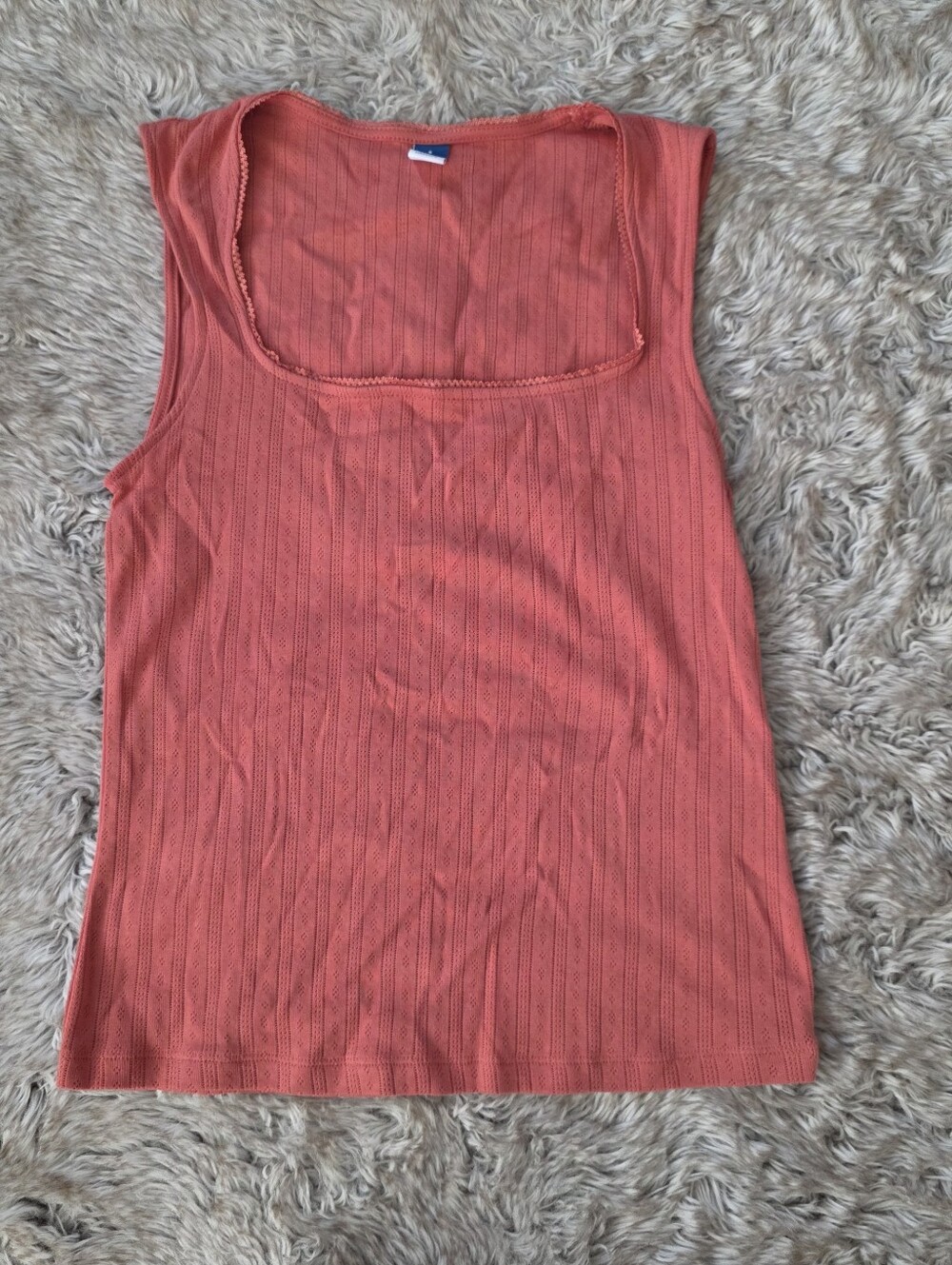 Old Navy Coral Eyelet Ribbed Square Neck Tank Top Women's Size Small